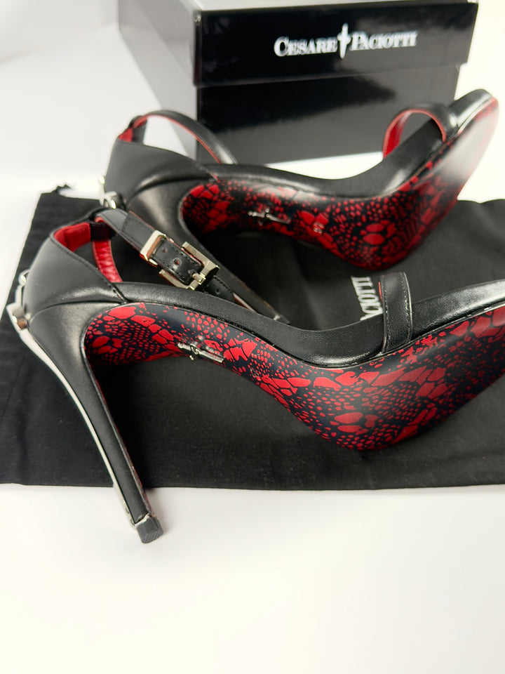 Cesare Paciotti Silver Dagger Heels Opened