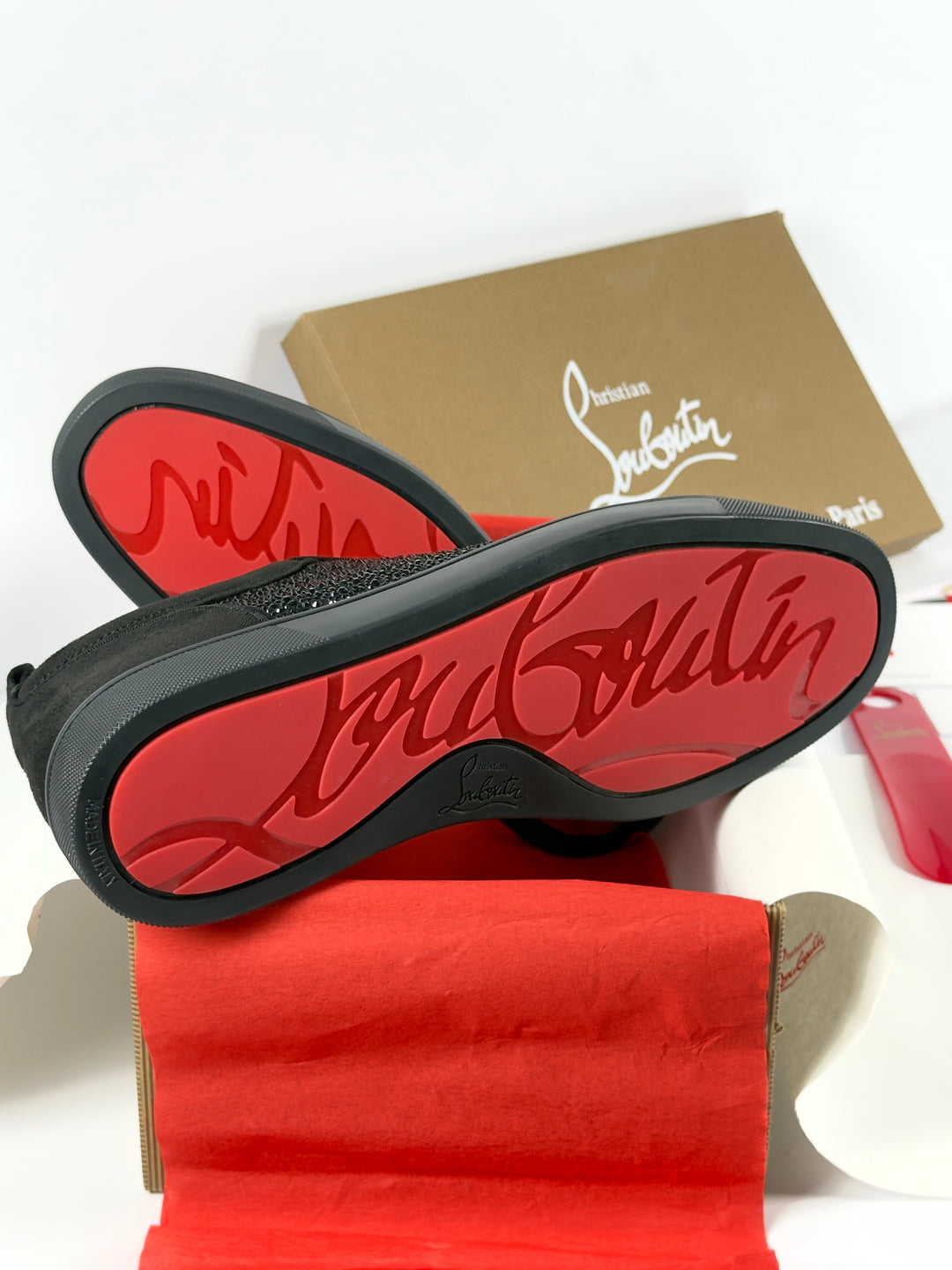 Loubs Junior Black Velour Sneaker