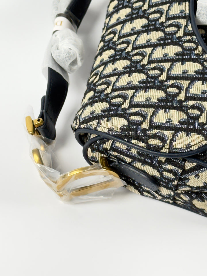 Saddle Bag with Strap Blue Dior Oblique Jacquard