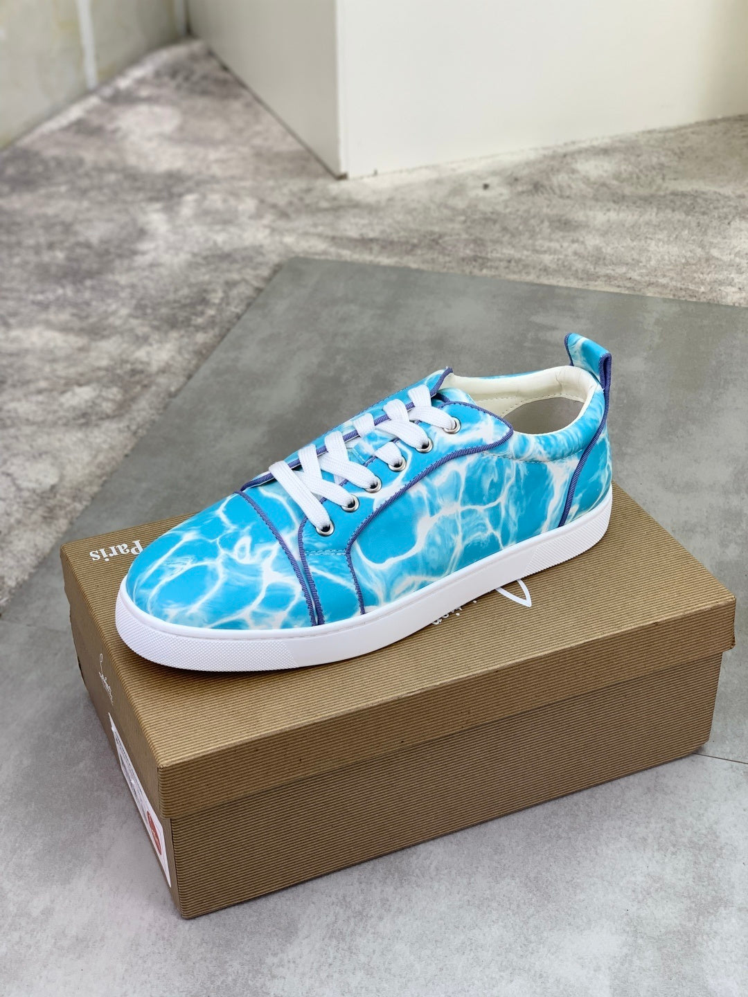 Christian Louboutin Louis Junior Blue Satin