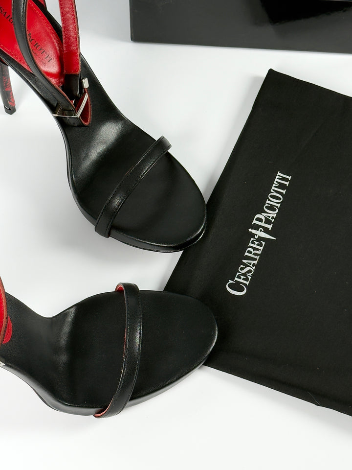 Cesare Paciotti Silver Dagger Heels Opened