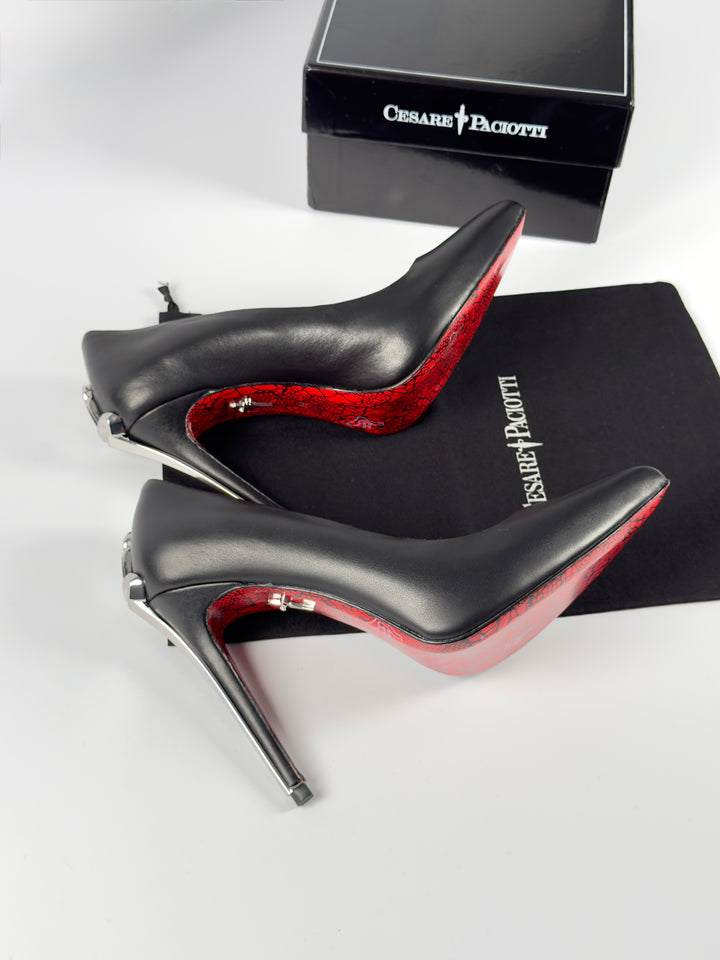 Cesare Paciotti Silver Dagger Heels Closed