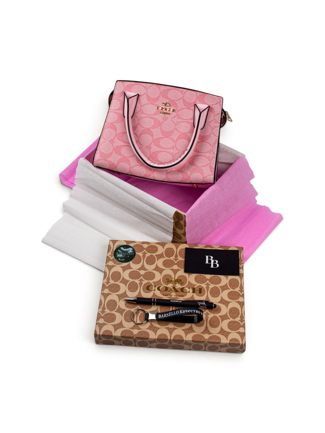 COACH Hand Bag Pink / White / Gold