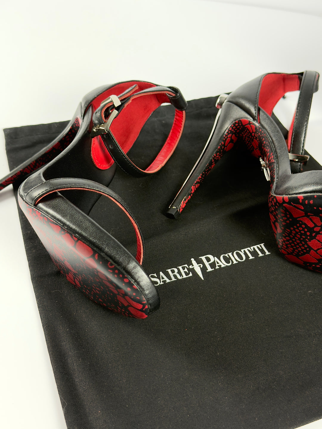 Cesare Paciotti Silver Dagger Heels Opened