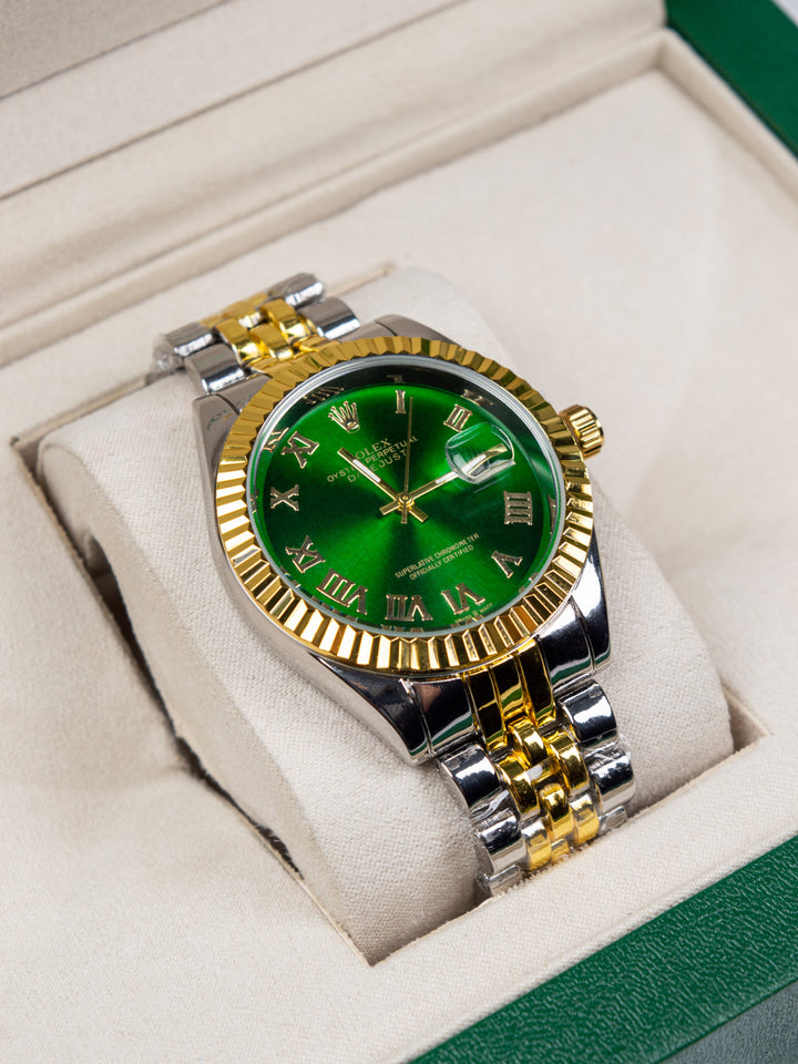 Men's watch RLX Datejust 36 – Green Roman Dial / Two-Tone