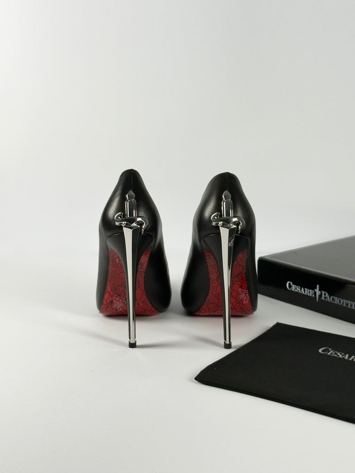 Cesare Paciotti Silver Dagger Heels Closed