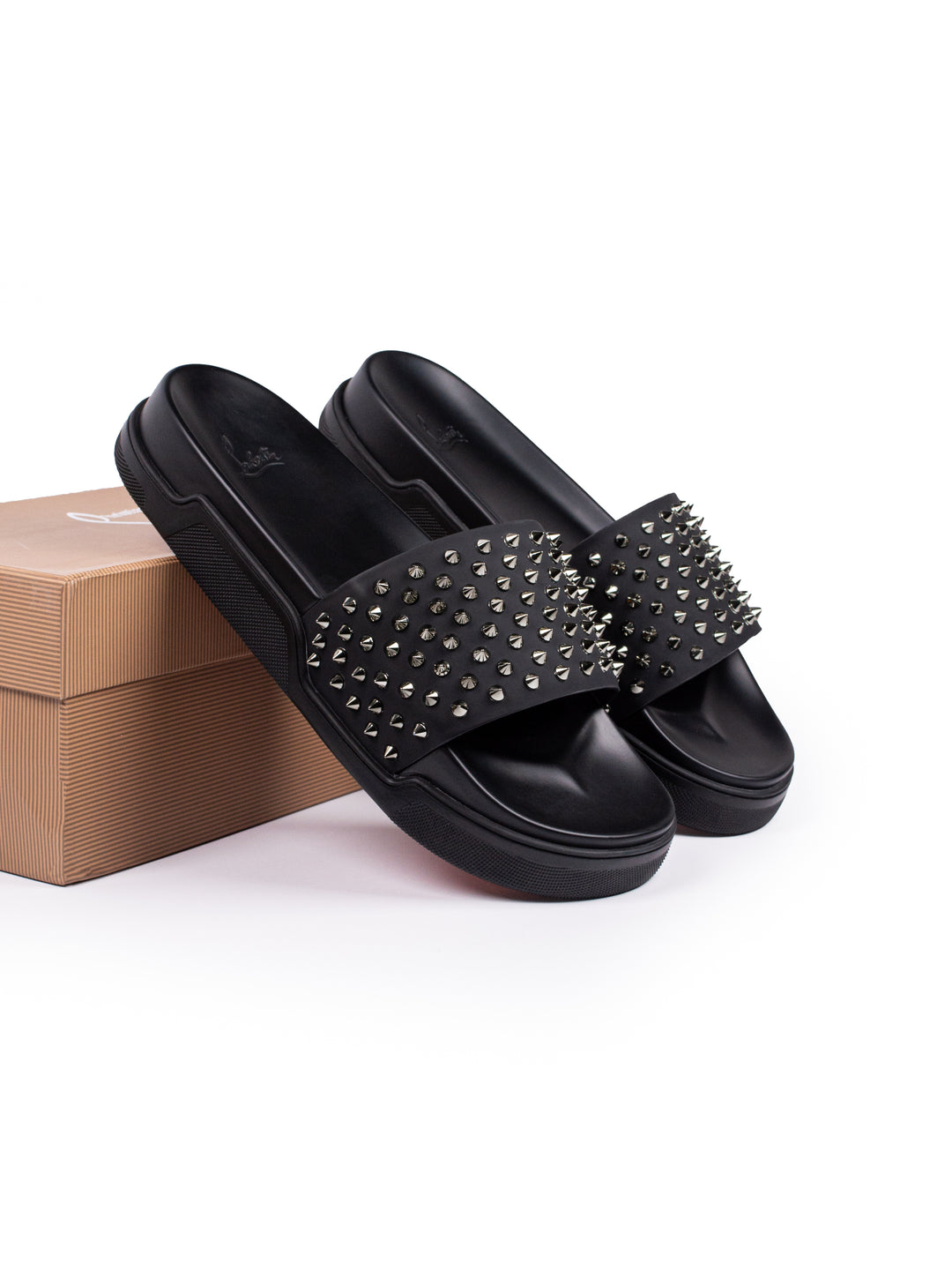 Loubs Slides Black Spikes