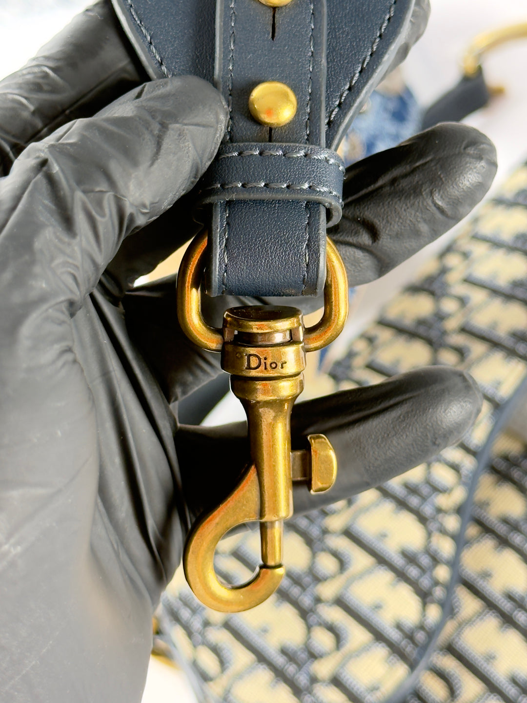 Saddle Bag with Strap Blue Dior Oblique Jacquard