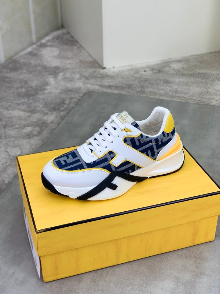 Fendi White/Yellow Sneakers