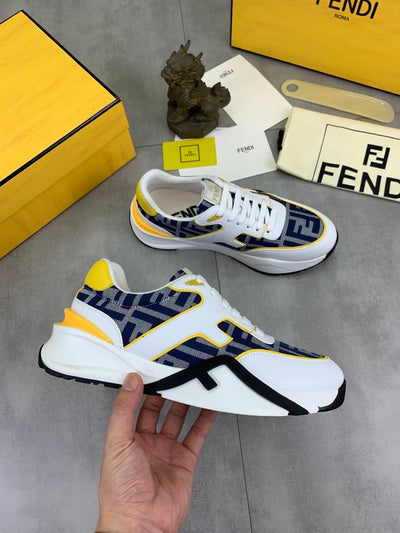 Fendi White/Yellow Sneakers