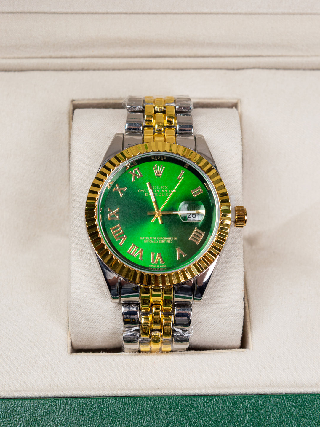 Men's watch RLX Datejust 36 – Green Roman Dial / Two-Tone