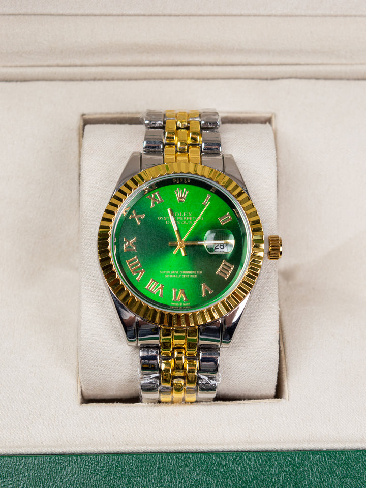 Men's watch RLX Datejust 36 – Green Roman Dial / Two-Tone