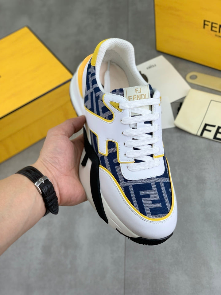 Fendi White/Yellow Sneakers