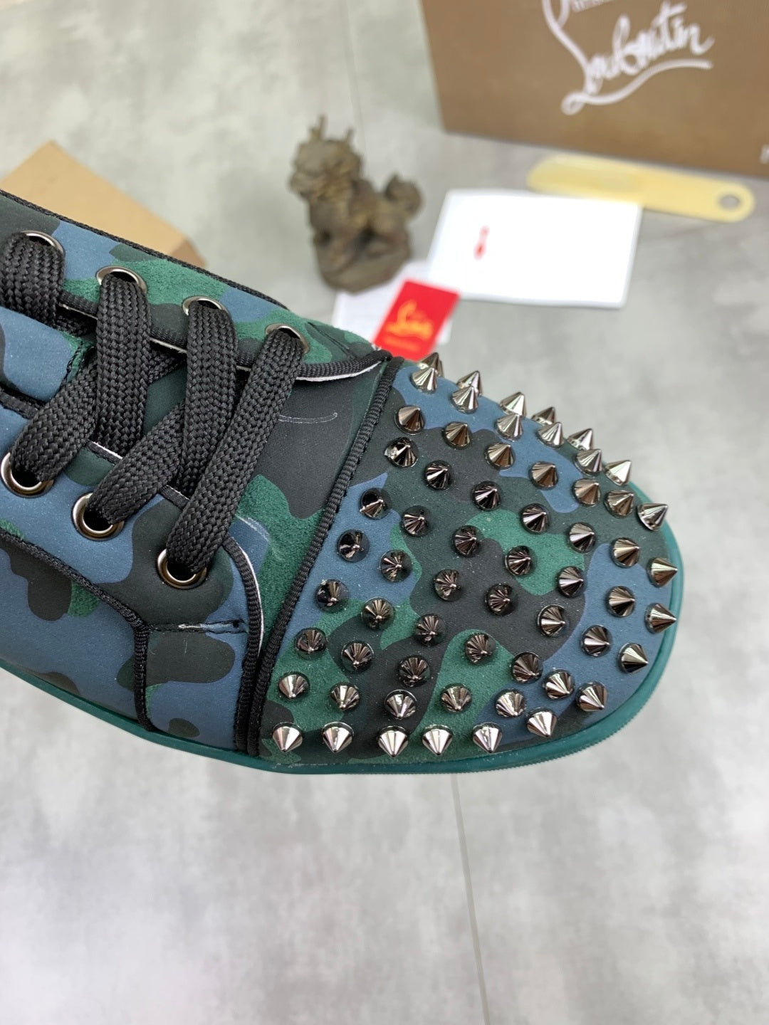 Christian Louboutin Blue & Green Louis Junior Spikes Orlato