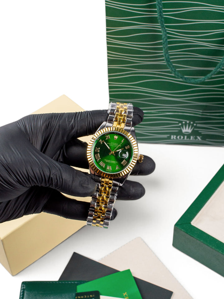 Men's watch RLX Datejust 36 – Green Roman Dial / Two-Tone