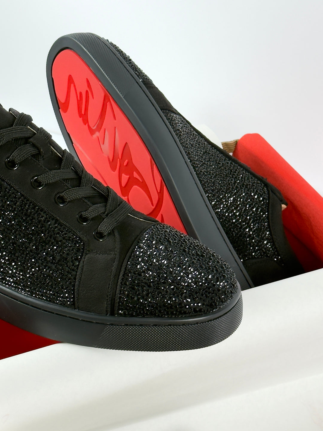 Loubs Junior Black Velour Sneaker
