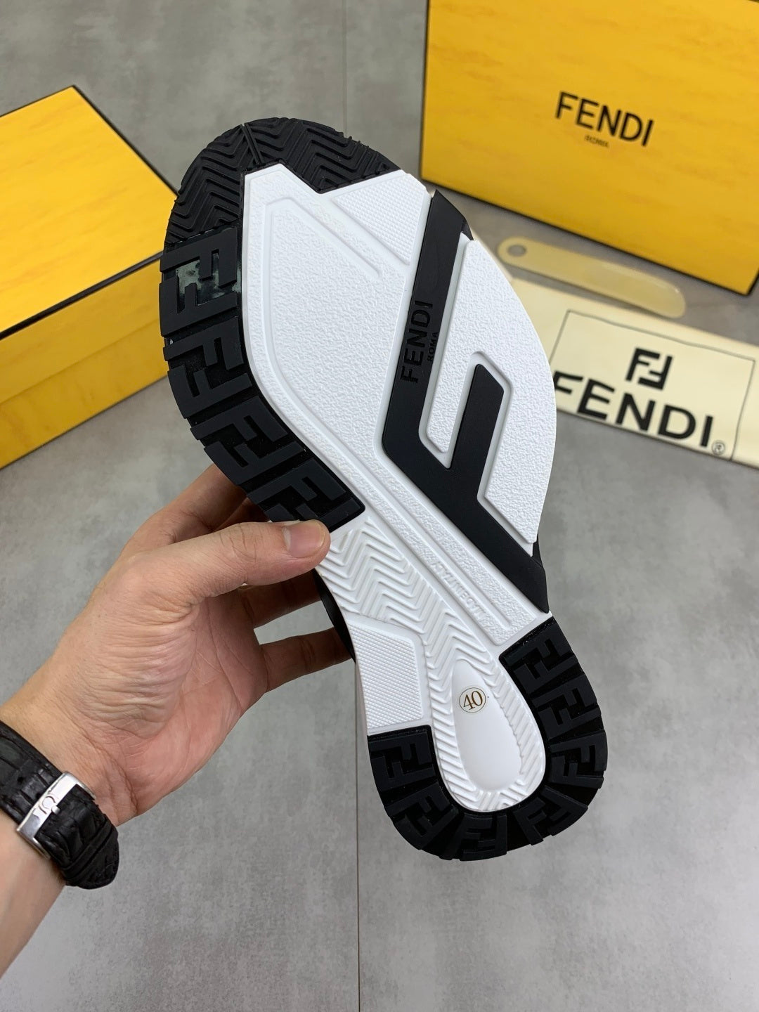 Fendi White/Yellow Sneakers