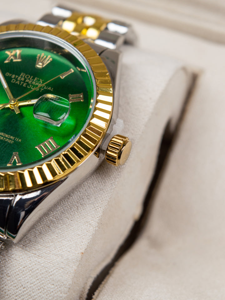 Men's watch RLX Datejust 36 – Green Roman Dial / Two-Tone