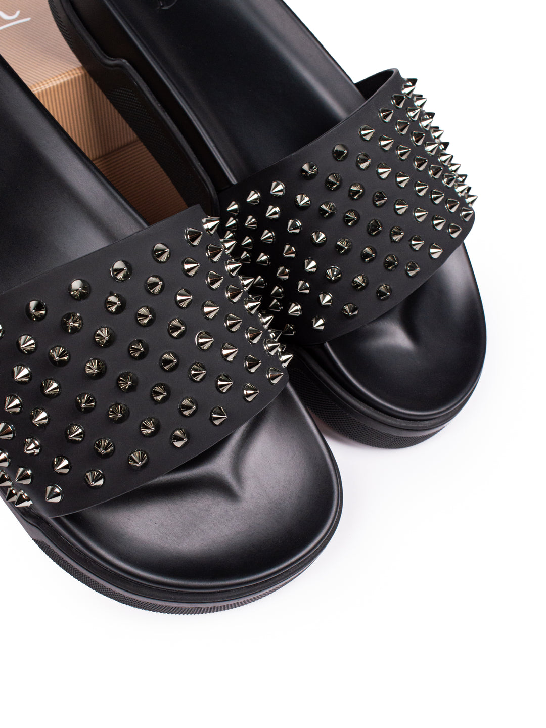 Loubs Slides Black Spikes