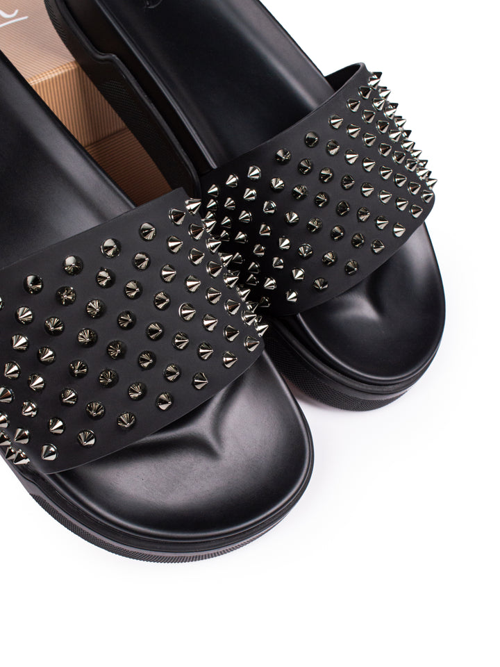 Loubs Slides Black Spikes