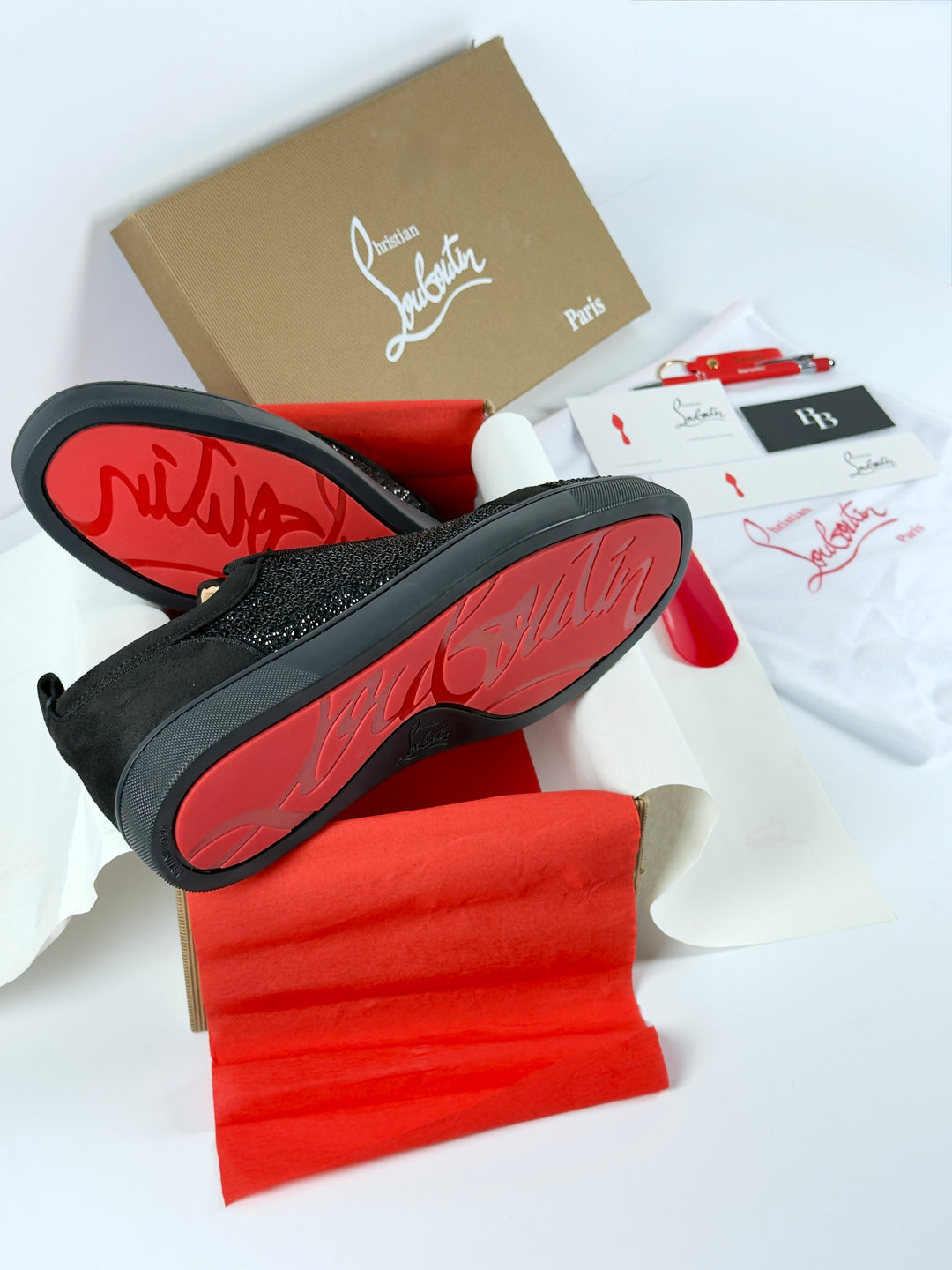 Loubs Junior Black Velour Sneaker