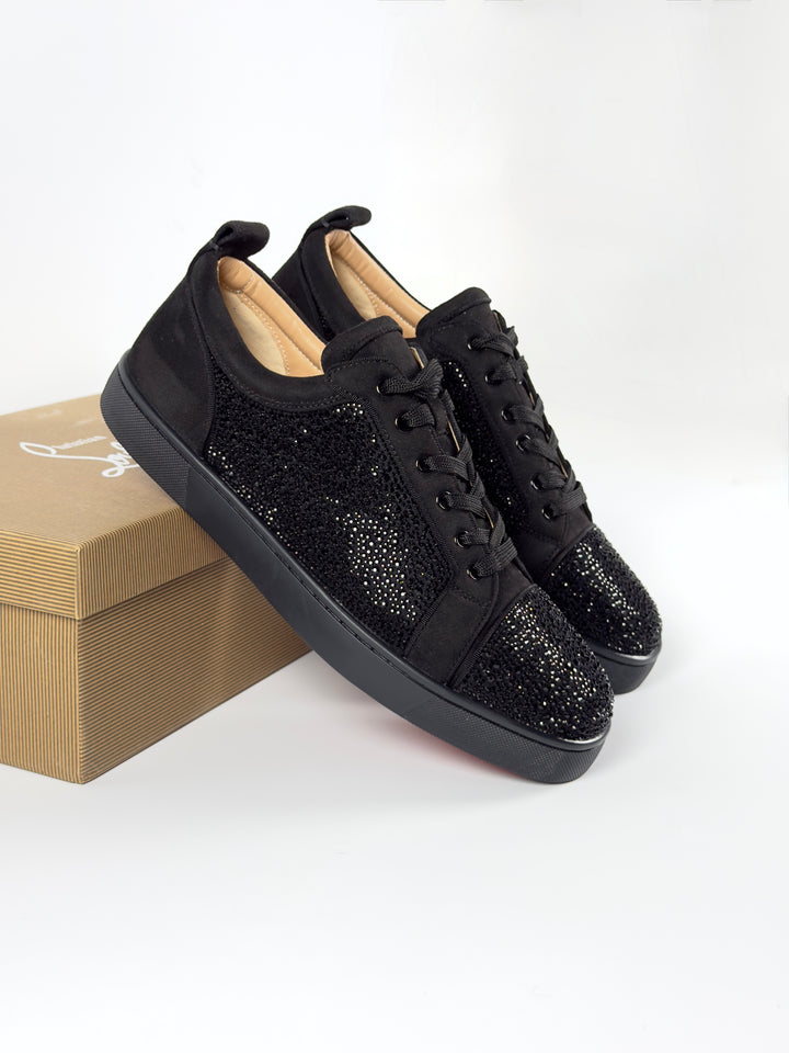 Loubs Junior Black Velour Sneaker