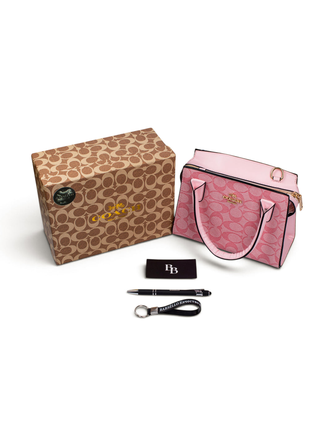 COACH Hand Bag Pink / White / Gold