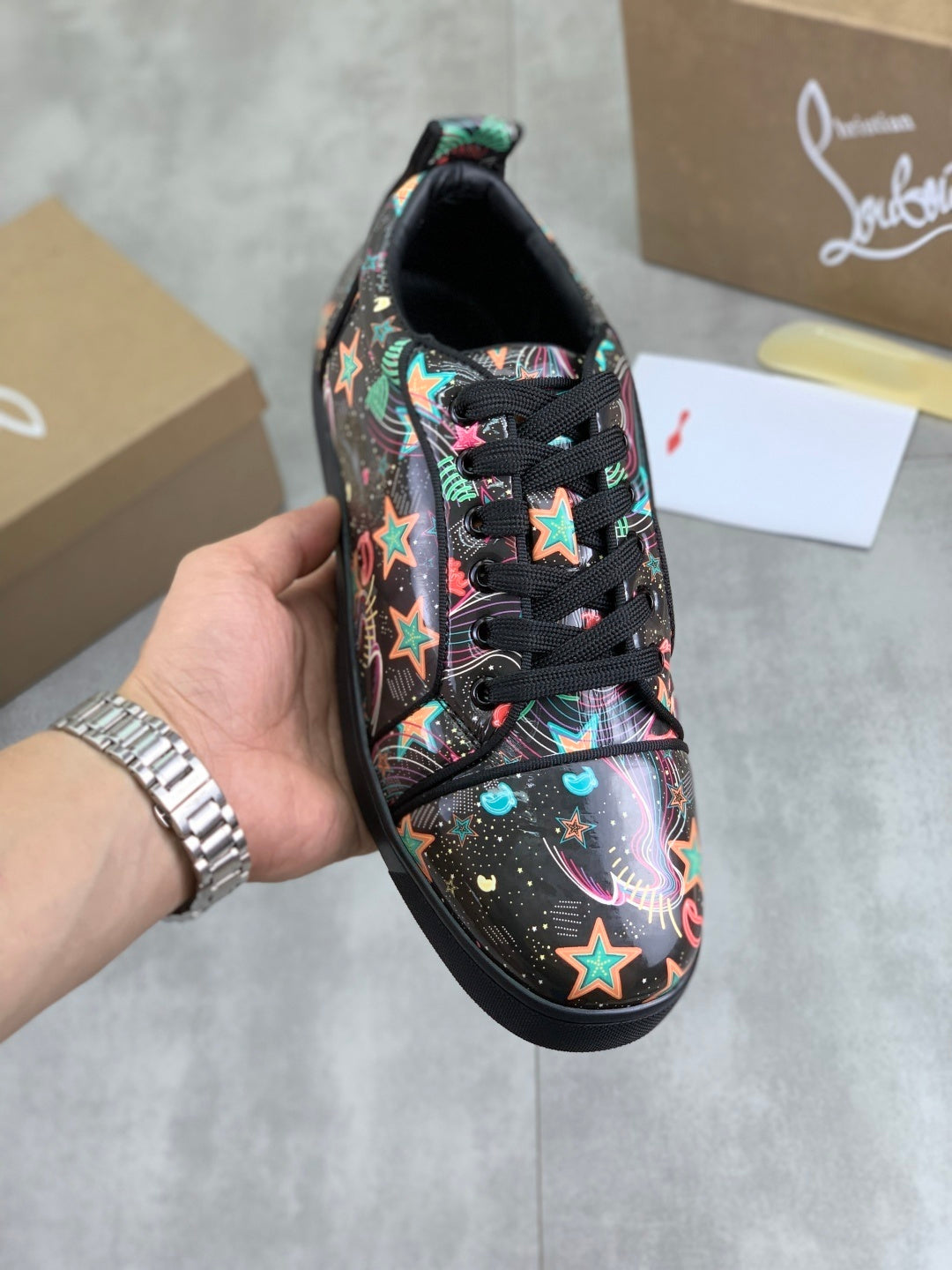 Christian Louboutin Louis Junior Spikes Orlato Flat 'Starlight'