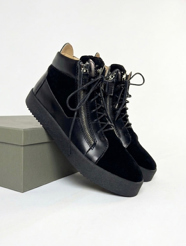 GZ High Black Velour/Leather Sneakers