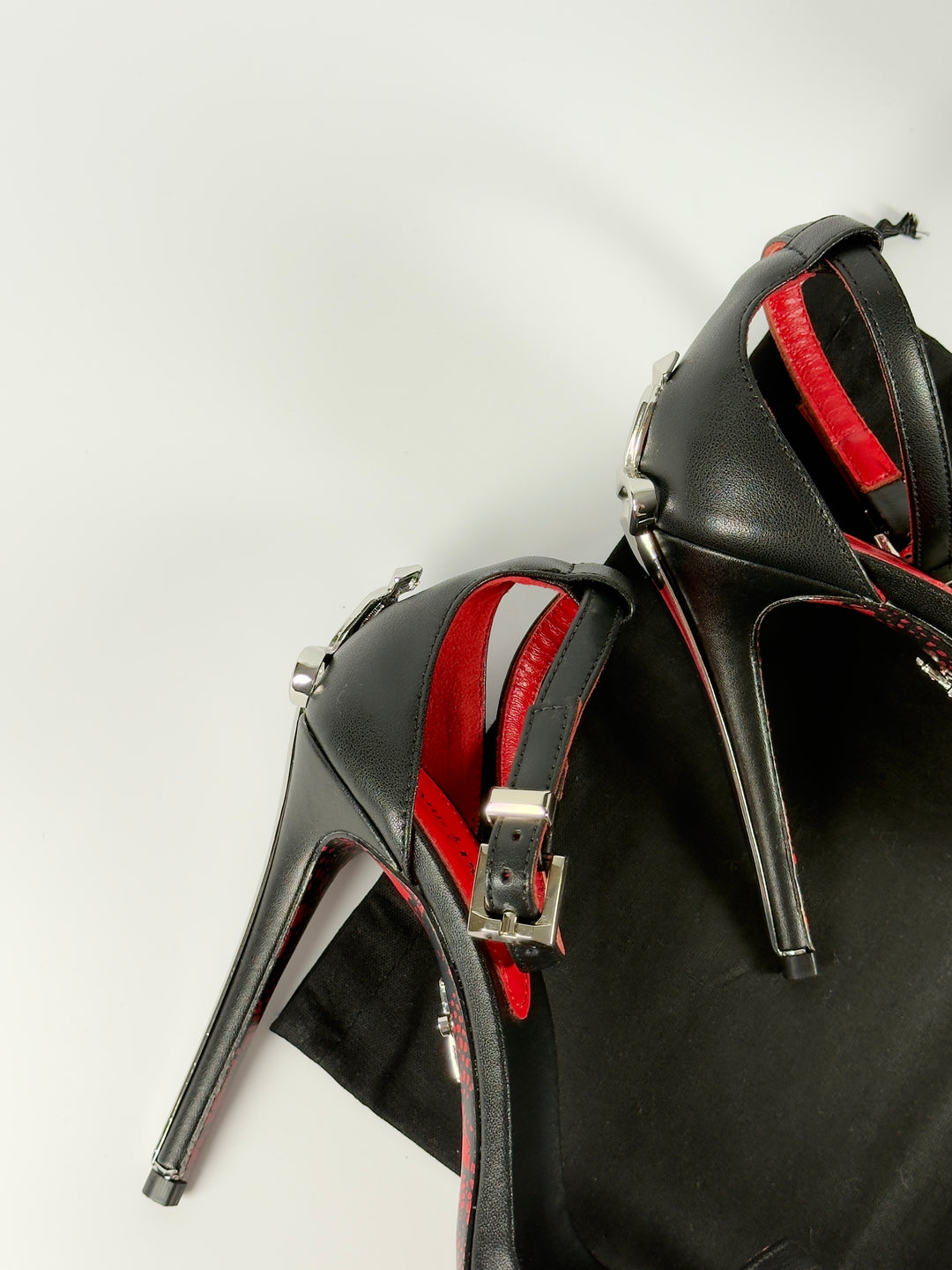 Cesare Paciotti Silver Dagger Heels Opened