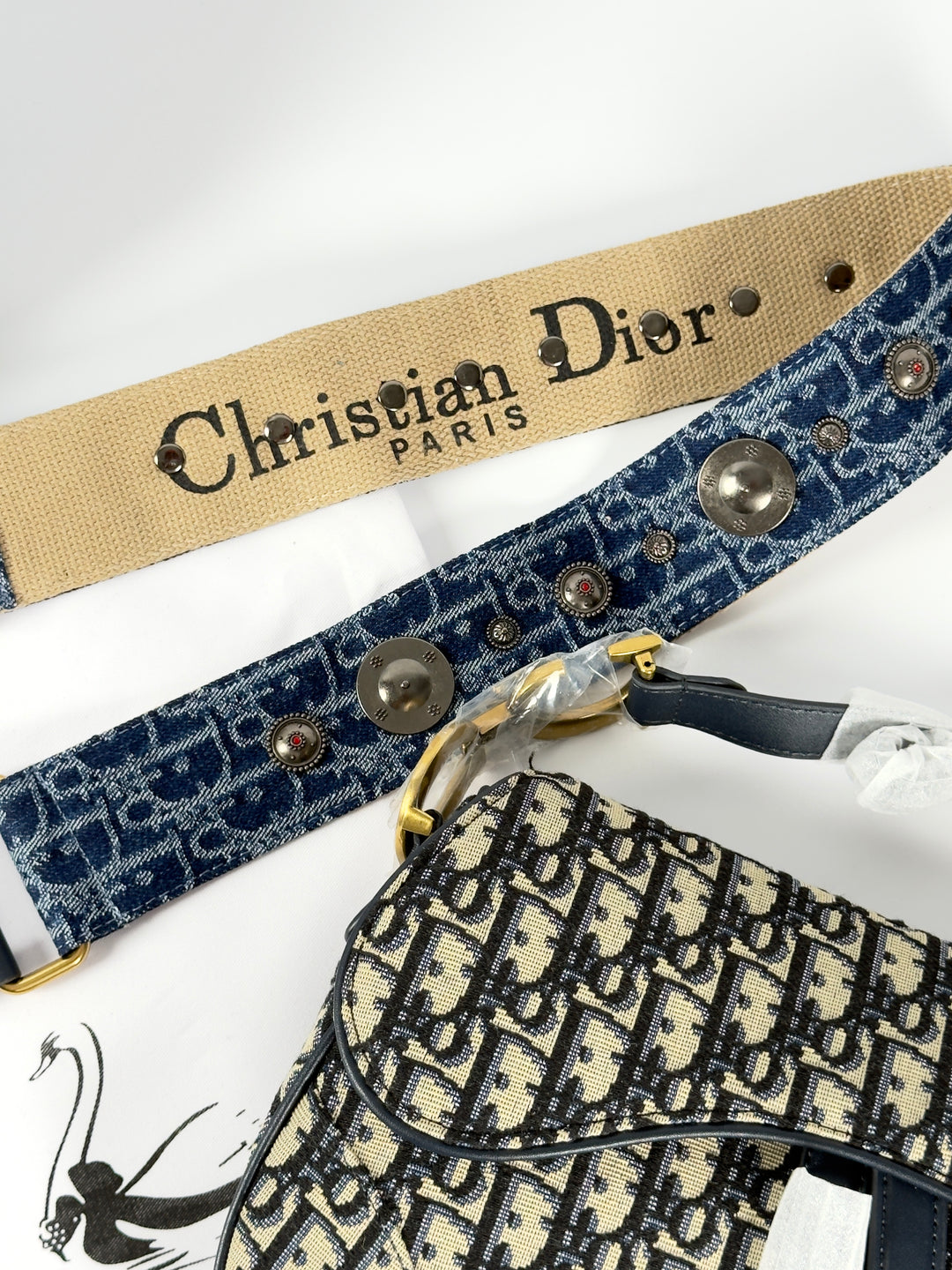 Saddle Bag with Strap Blue Dior Oblique Jacquard