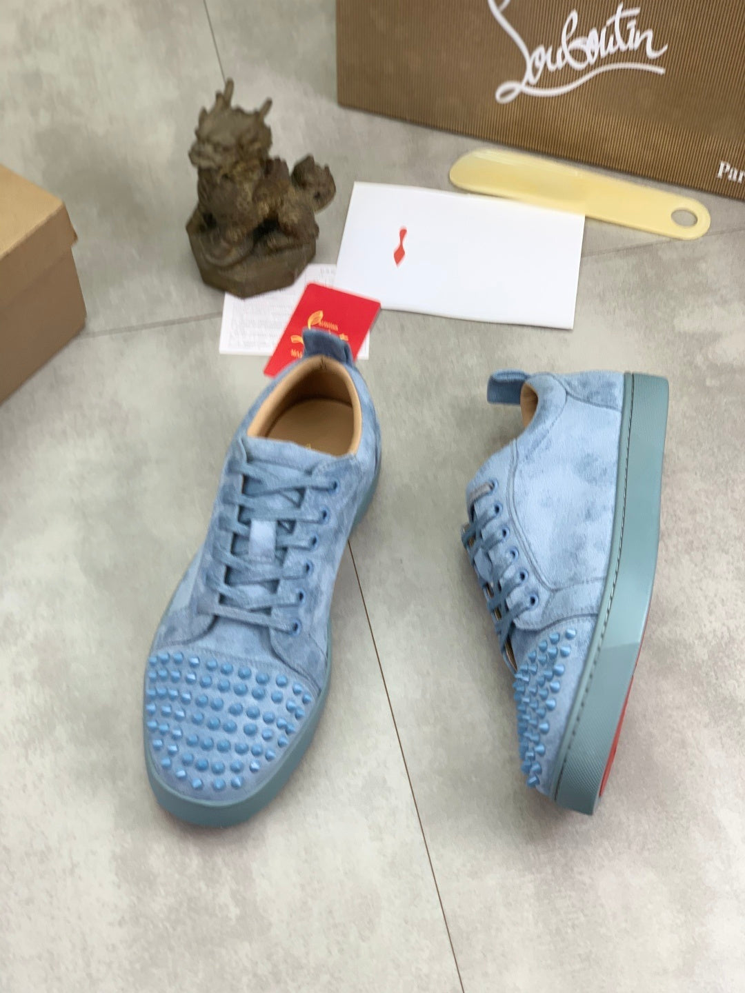 Christian Louboutin Louis Junior Spikes Orlato 'Titan' Blue