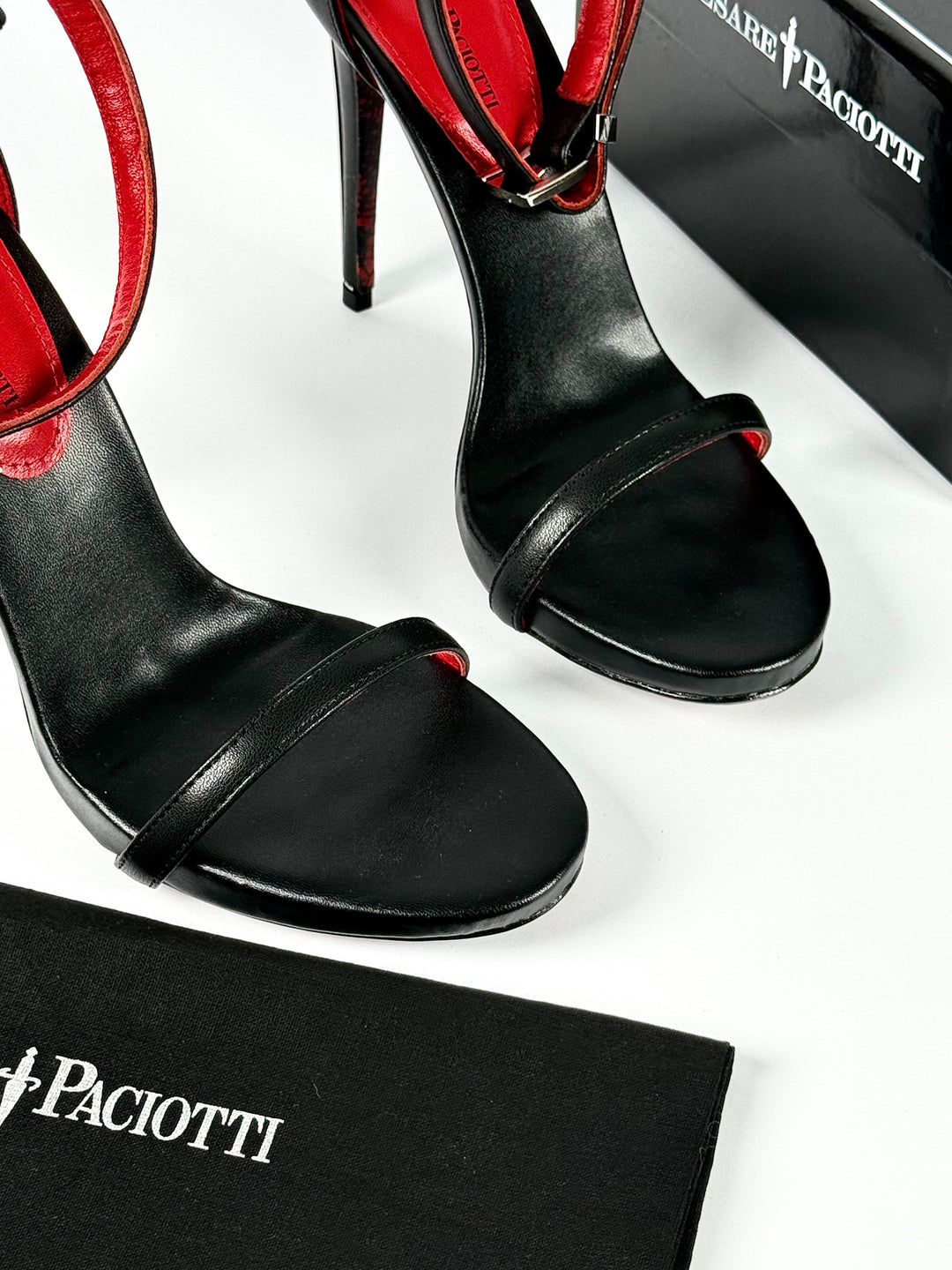 Cesare Paciotti Silver Dagger Heels Opened