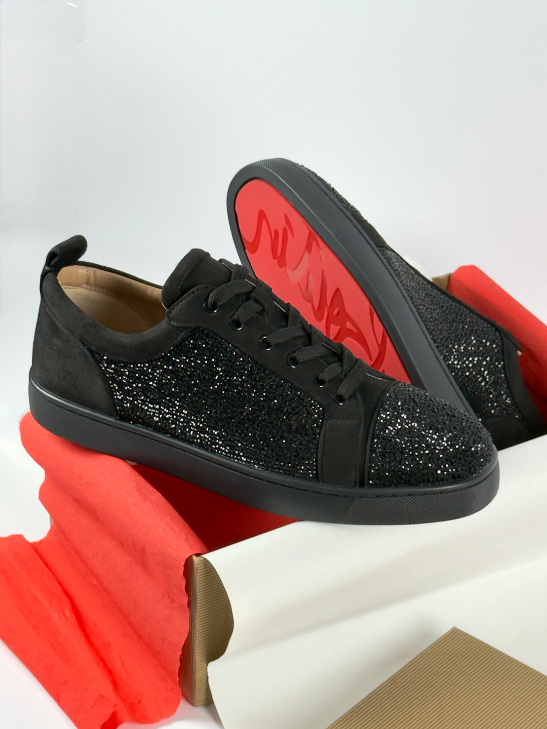 Loubs Junior Black Velour Sneaker