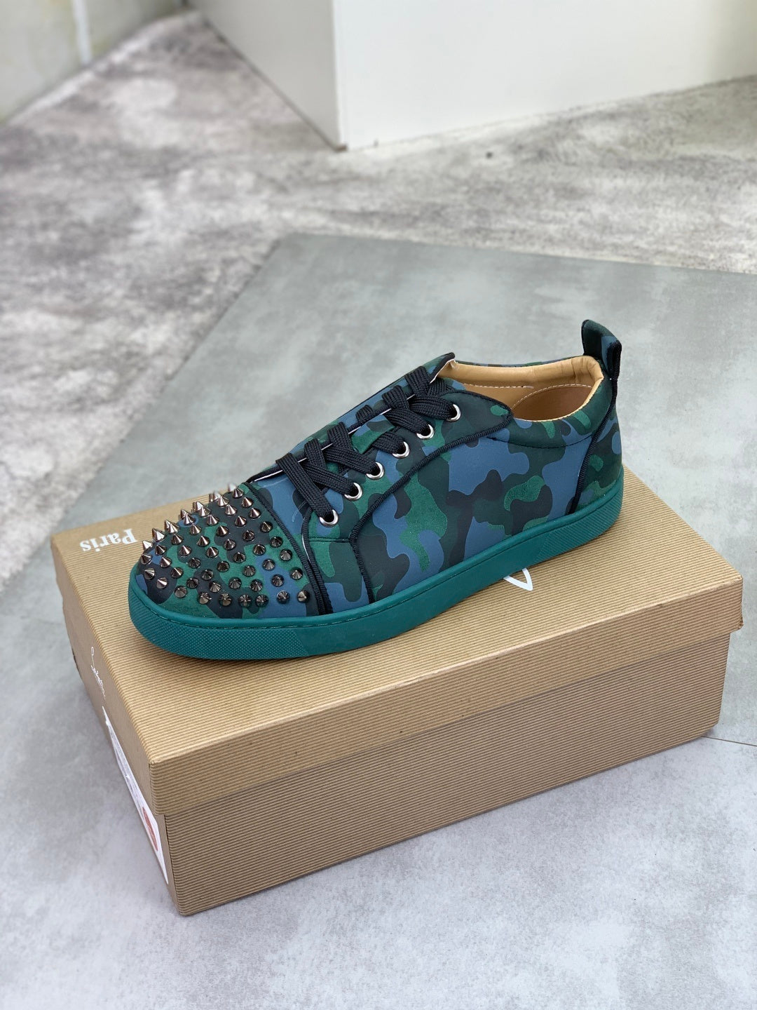Christian Louboutin Blue & Green Louis Junior Spikes Orlato