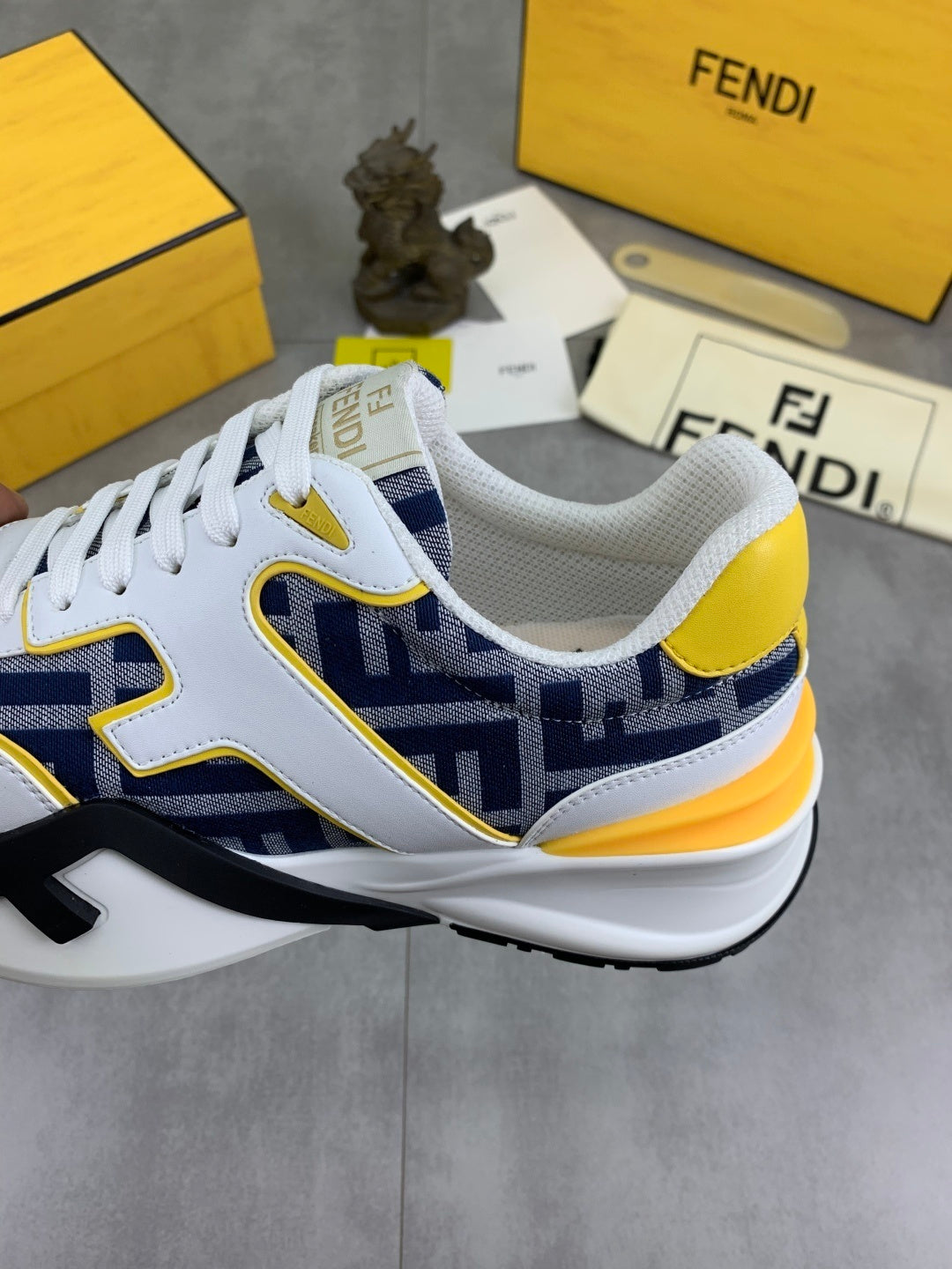 Fendi White/Yellow Sneakers
