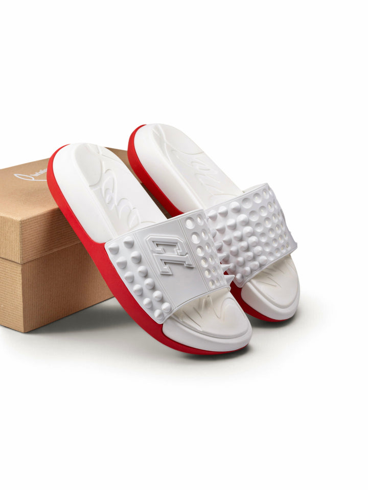 Loubs Slides White / Red