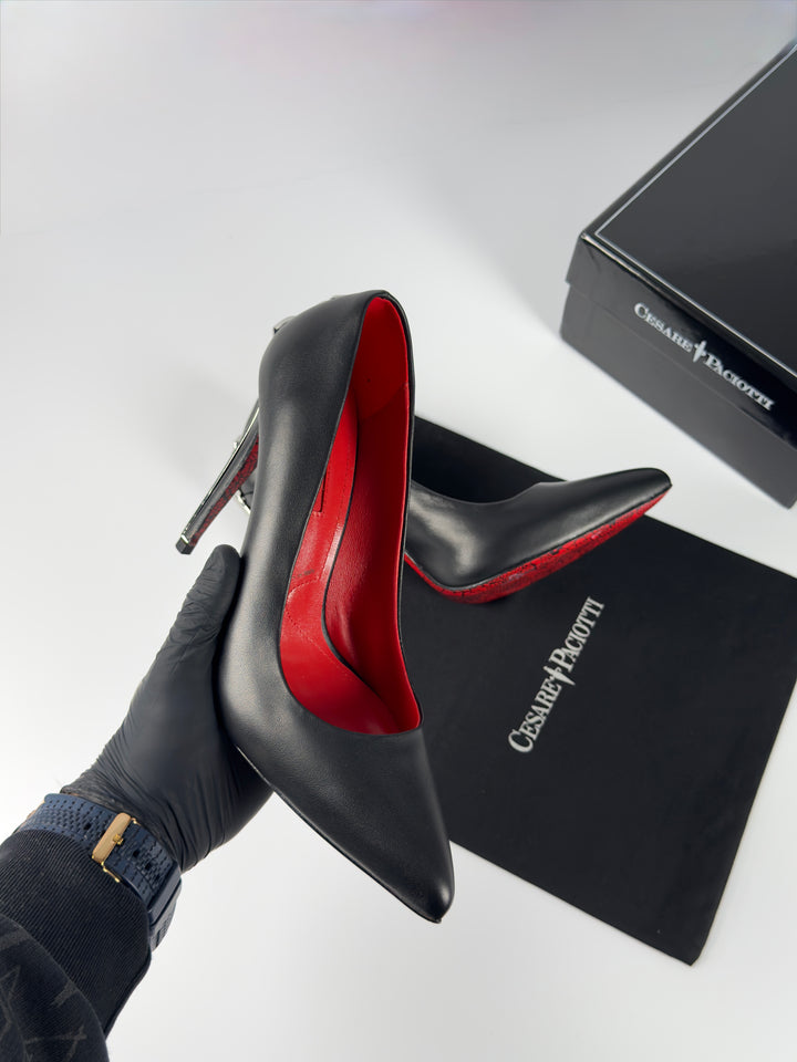 Cesare Paciotti Silver Dagger Heels Closed