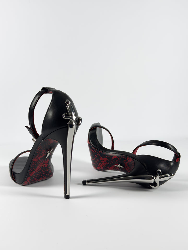 Cesare Paciotti Silver Dagger Heels Opened