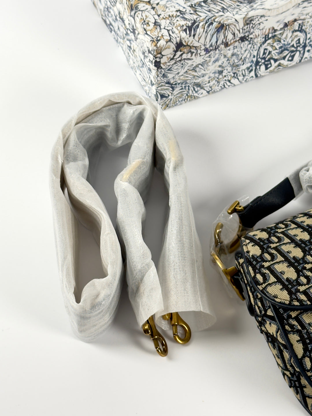 Saddle Bag with Strap Blue Dior Oblique Jacquard