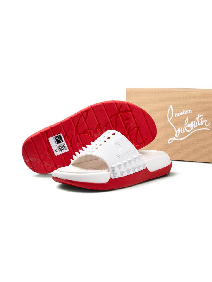Loubs Slides White / Red