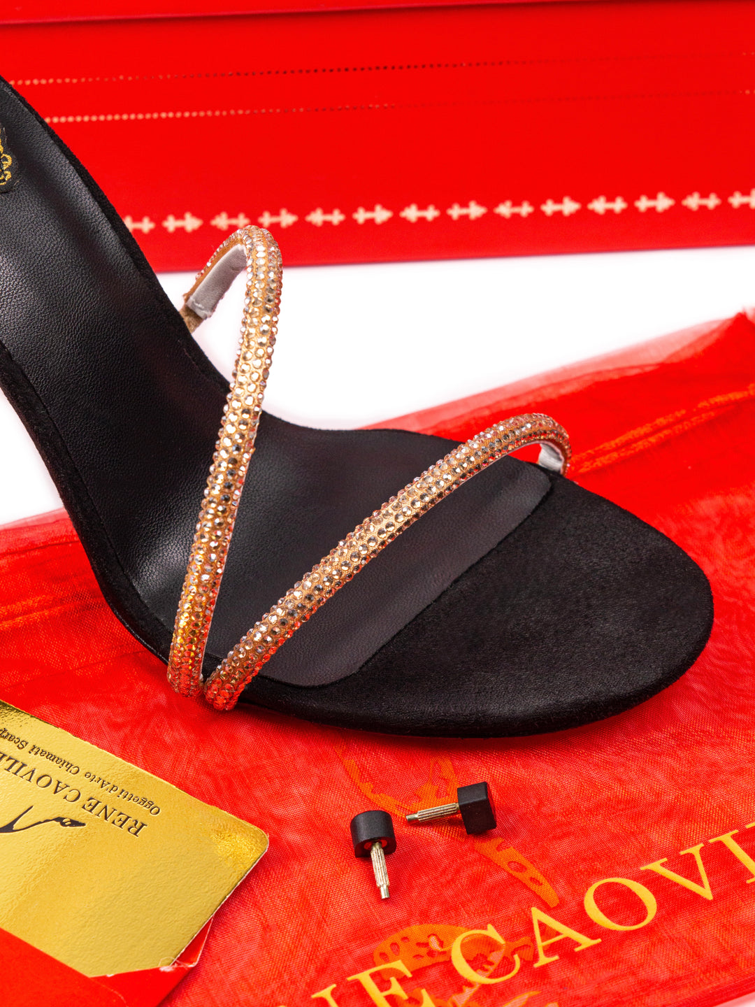 RC Heels Black / Beige Crystals