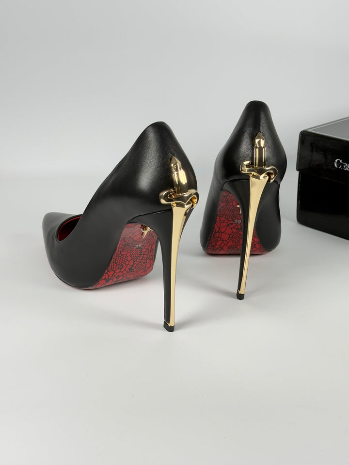 CP Golden Closed Heels