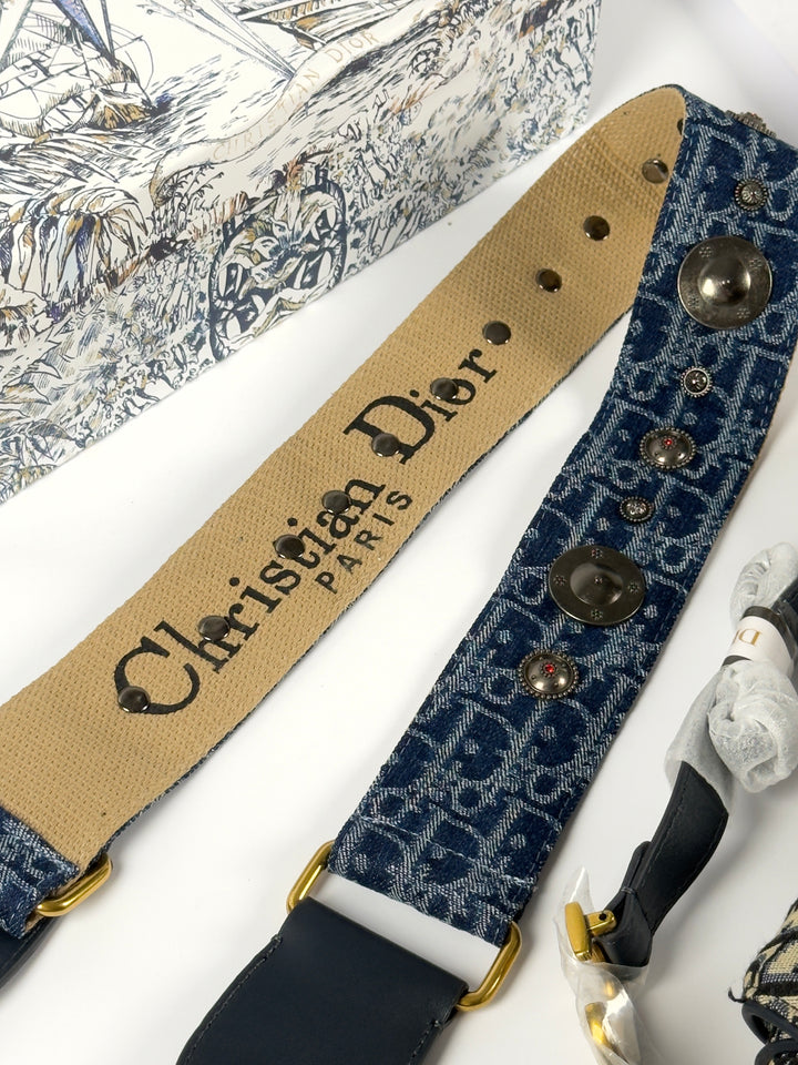 Saddle Bag with Strap Blue Dior Oblique Jacquard