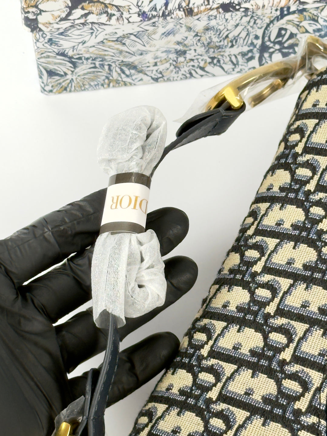 Saddle Bag with Strap Blue Dior Oblique Jacquard