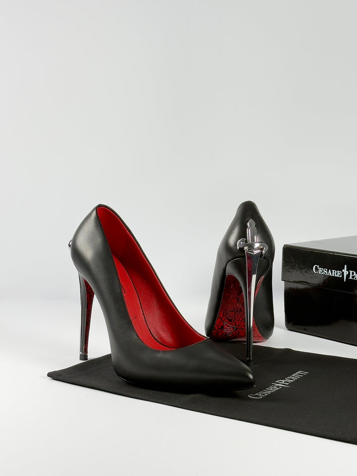 Cesare Paciotti Silver Dagger Heels Closed