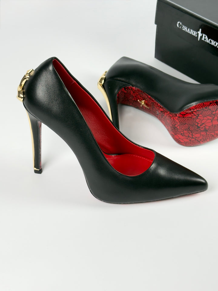 CP Golden Closed Heels