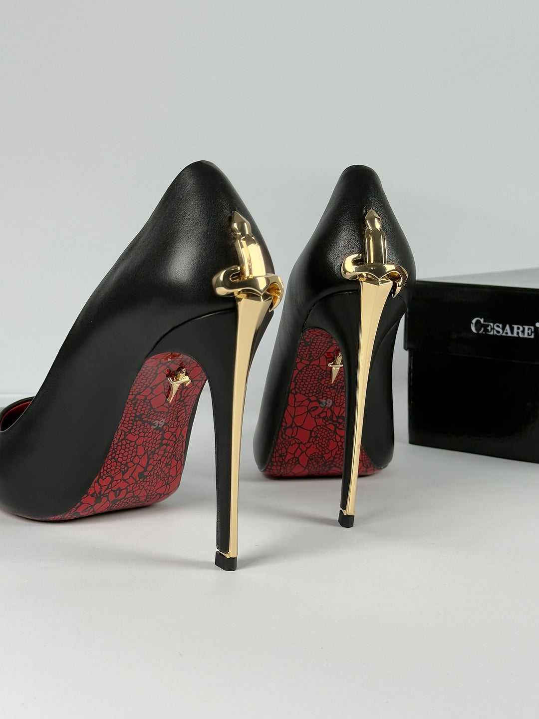 CP Golden Closed Heels