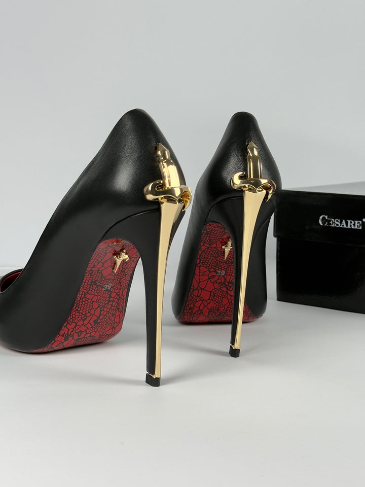 CP Golden Closed Heels