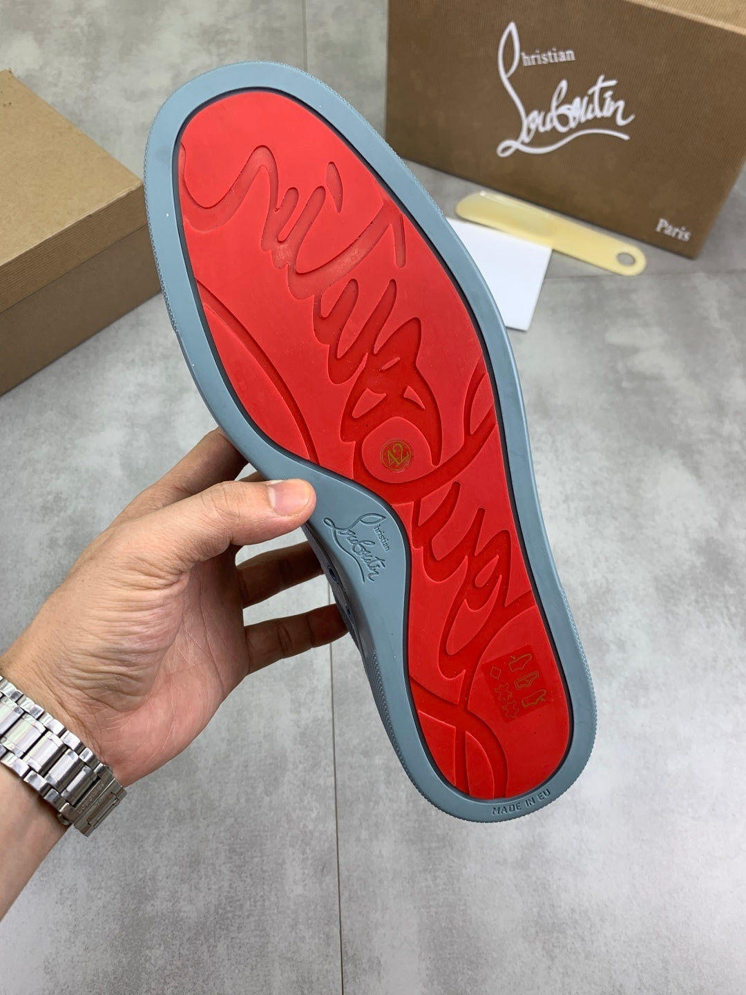 Christian Louboutin Louis Junior Spikes Orlato 'Titan' Blue